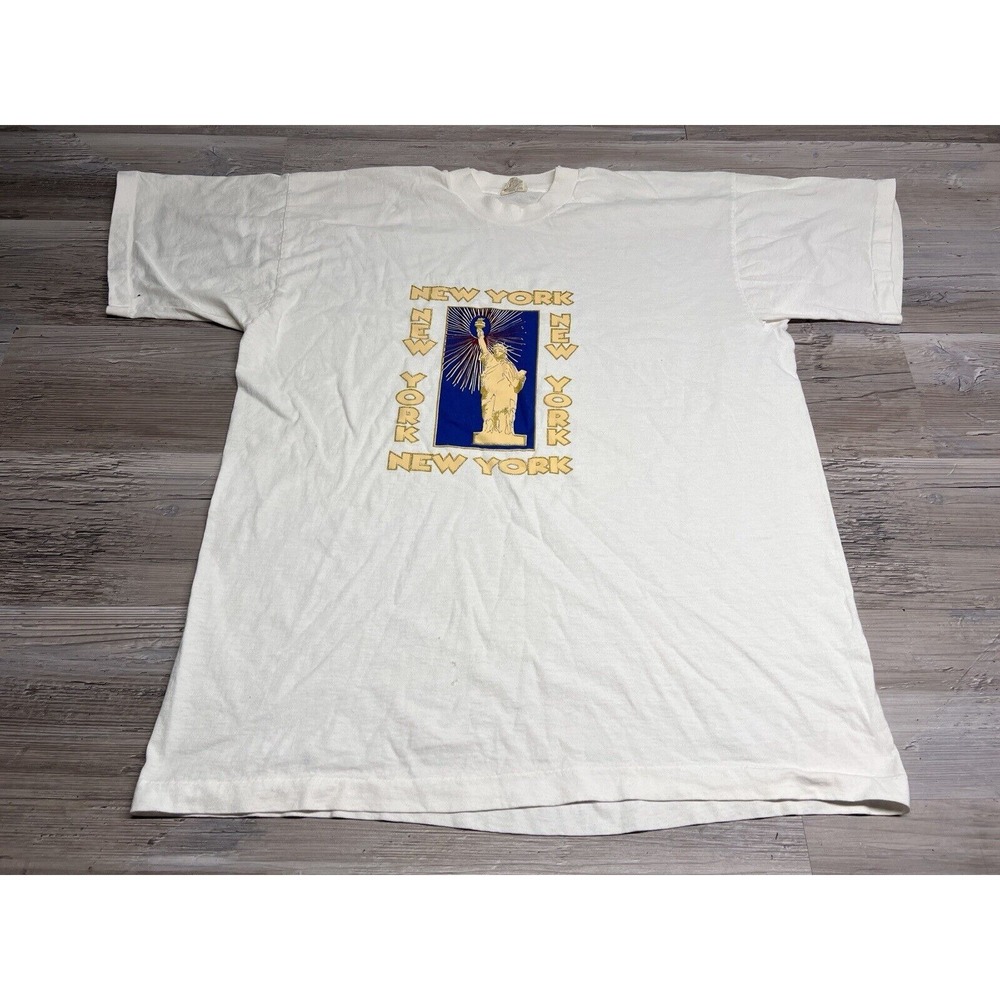 Vintage 80s‎ New York City Statue of Liberty T-Shirt Single Stitch XL Puff Paint